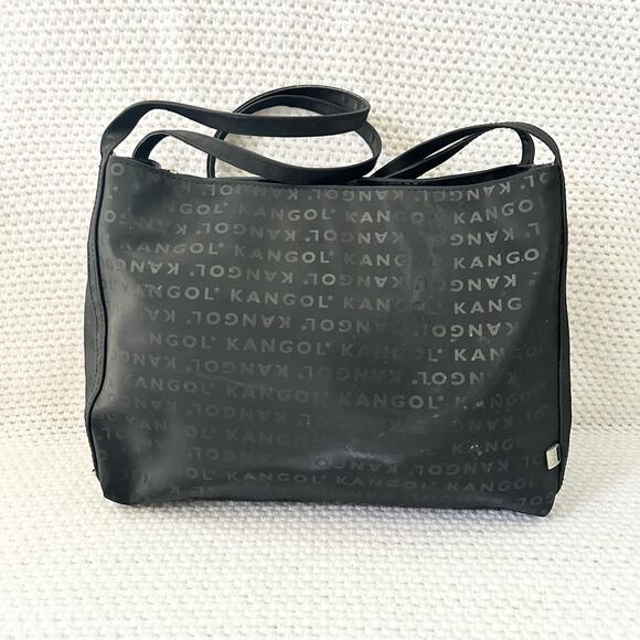 Kangol Australia Black PVC Brand Spell Out Vintage Medium Shoulder Bag Y2K Shine - Picture 2 of 15